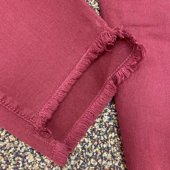 Ann Taylor Loft Wine Red Denim Modern Skinny Cropped Jeans w/ Raw Hem - Picture 6 of 9